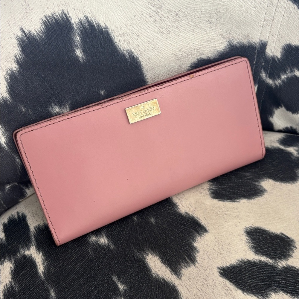 Kate Spade Pink Wallet with Gold Logo